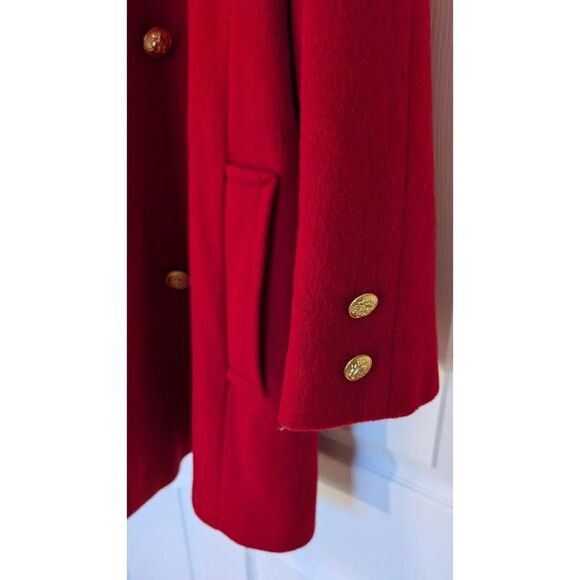 Talbots Red Wool Pea Coat Size 6P Gold Buttons Double Breasted Vintage Jacket - Picture 7 of 10